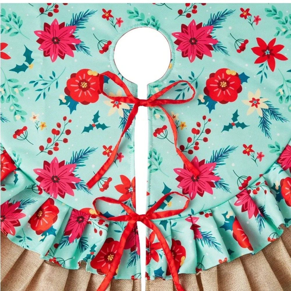Pioneer Woman Multi-Color 4-Tier Ruffle Polyester Christmas Tree Skirt, 48